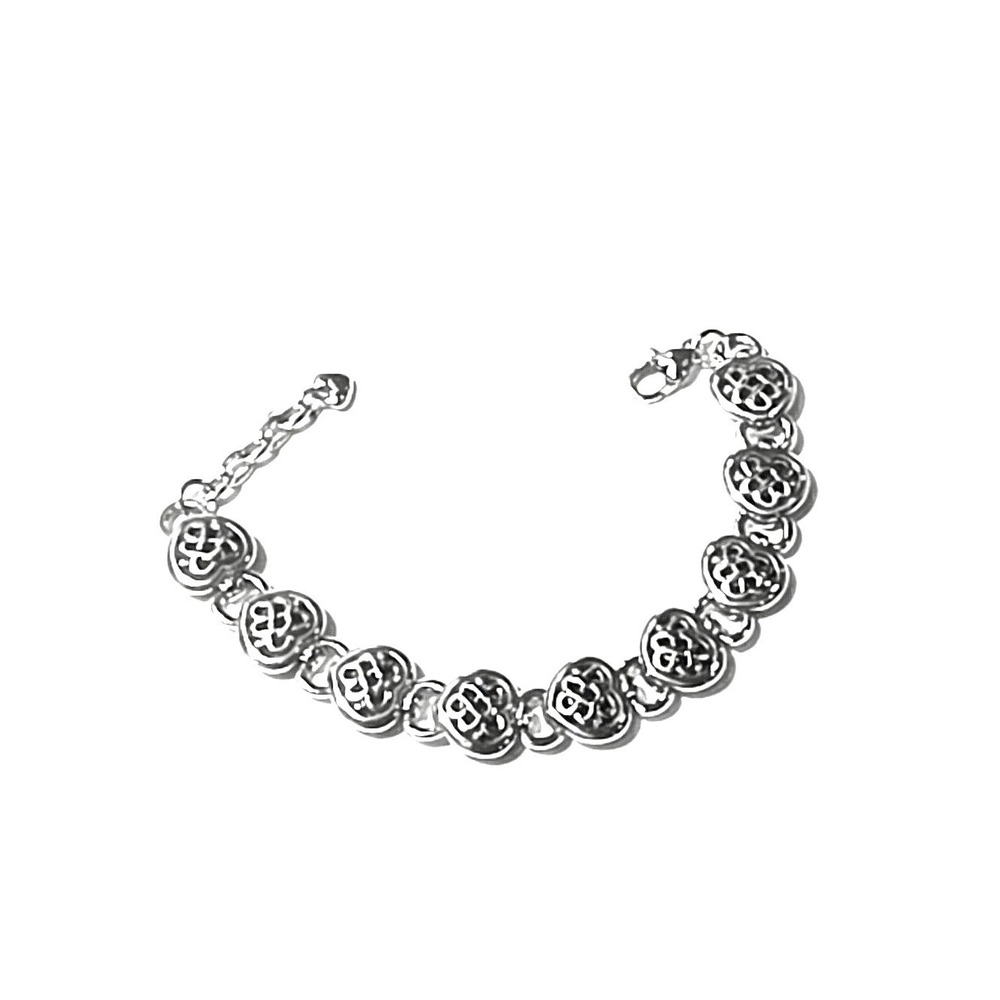 Brighton Silver Tone Filigree Heart Link Bracelet Adjustable Lobster Clasp